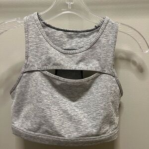 GapFit Grey Stripe Sports Bra Keyhole Top Size Small